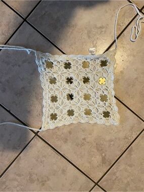 Fashion Nova White Crochet Sequin Square Camisole